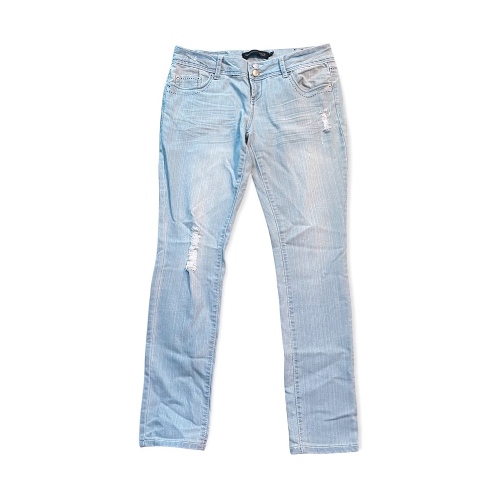 Rue 21 Size 9/10 Womens Light Wash Straight Leg Ripped Regular Jeans